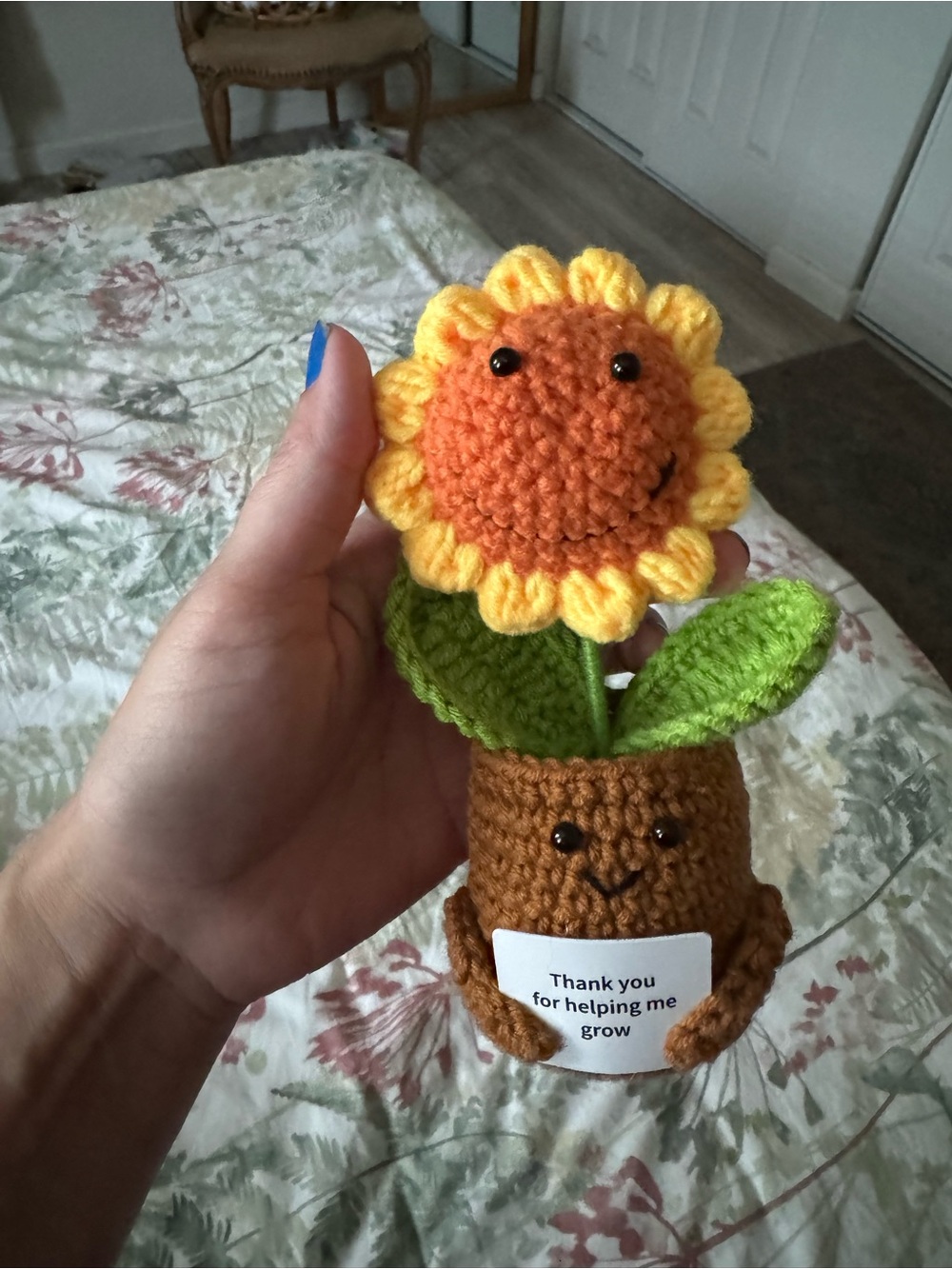Handmade Crochet Sunflower Plush in Yellow and Orange - Home Art Fiber Arts